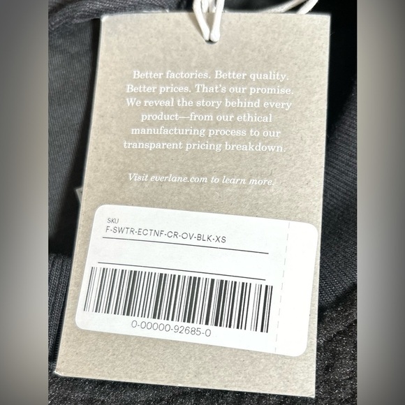 NWT Everlane Black ReNew Fleece Oversized Crew Pullover Teddy, Sizes XS, S, & M - Picture 10 of 14